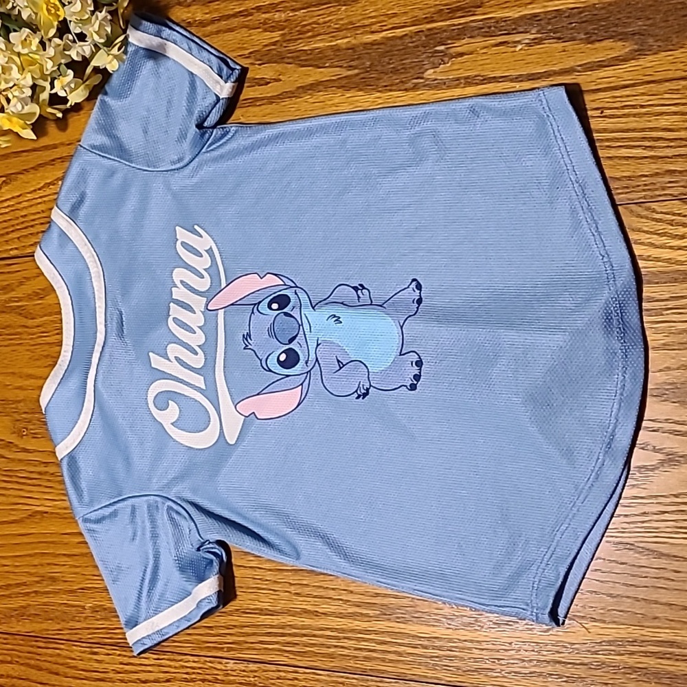 Disney Blue Lilo & Stitch Ohana Kids Baseball Shirt - Size 5 - Picture 7 of 7